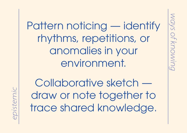 Ways of Knowing card: Pattern noticing and Collaborative sketch